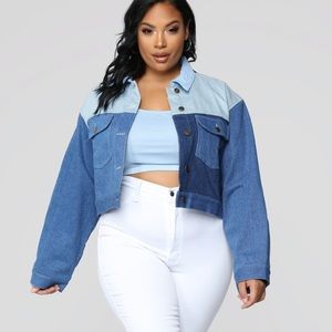 NWT Fashion Nova Oversized Cropped Denim Jacket